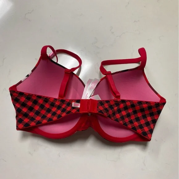 Victoria's Secret PINK Bra 34D Wear Everywhere Push-Up Plaid with Logo - Picture 9 of 16